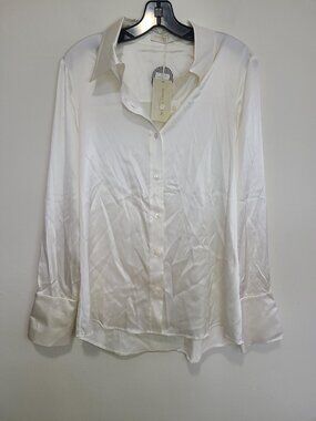 NWT Ramy Brook Victoria Silk Blouse White Cream size XL